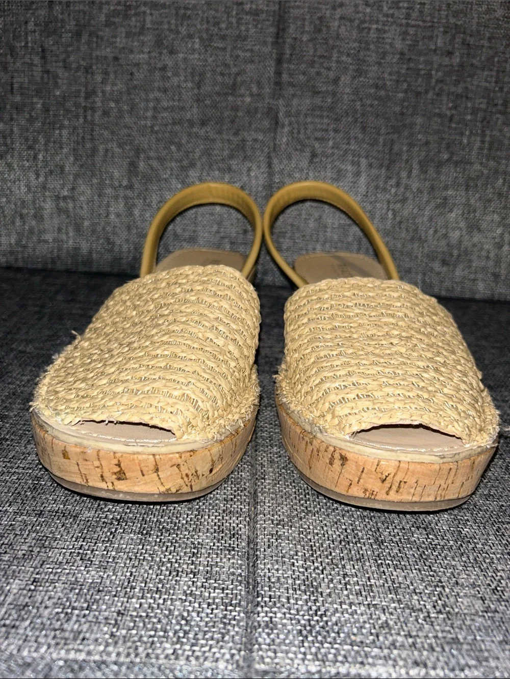 Reaction Kenneth Cole Natural Beige Woven Slingback Espadrilles